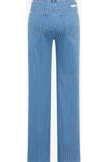 RAPHAELA BY BRAX Jeans Laura Flared bleached hellblau gestreift Slim Fit mit Magic-Dehnbund