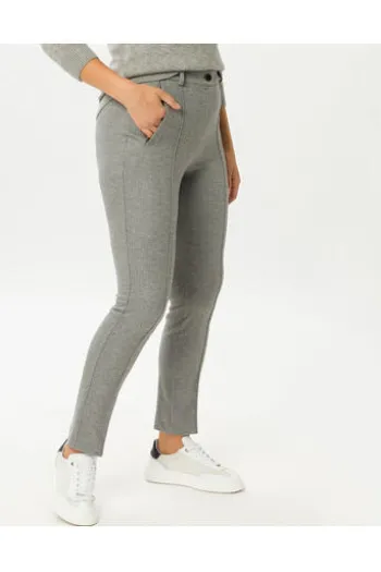 RAPHAELA BY BRAX Jersey-Hose Lillyth hellgrau Slim Fit im Fischgrät-Dessin