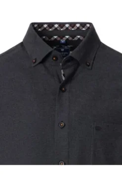 REDMOND Flanell Hemd anthrazit Comfort Fit Langarm