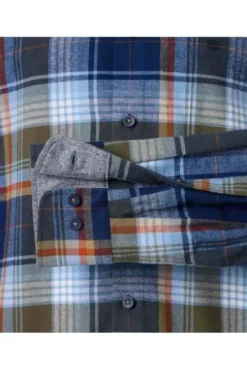REDMOND Flanell Hemd blau kariert Comfort Fit Langarm