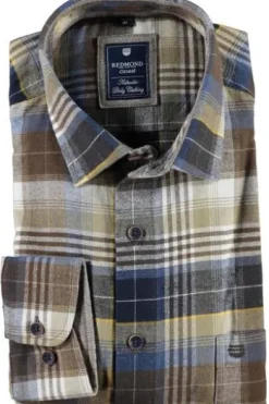 REDMOND Flanell-Hemd kariert Regular Fit Langarm