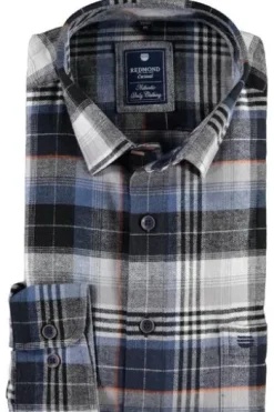 REDMOND Flanell-Hemd kariert Regular Fit Langarm