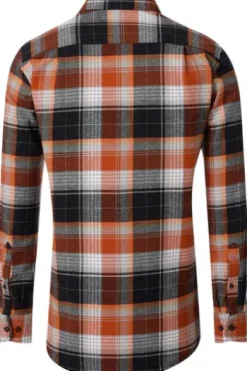 REDMOND Flanell Hemd orange kariert Comfort Fit Langarm