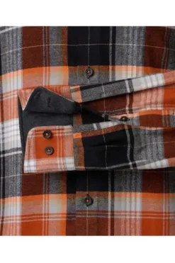 REDMOND Flanell Hemd orange kariert Comfort Fit Langarm