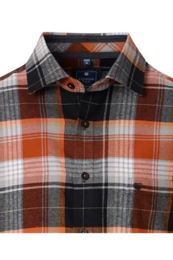 REDMOND Flanell Hemd orange kariert Comfort Fit Langarm