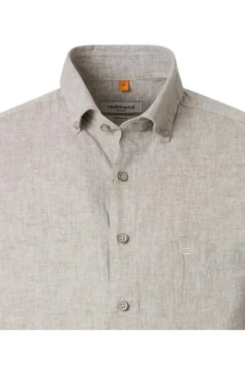 REDMOND Hemd beige Casual Fit Kurzarm