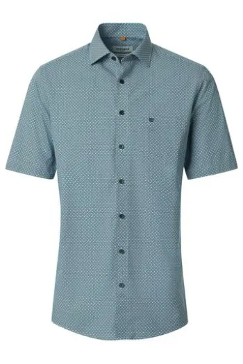 REDMOND Hemd blau gemustert Comfort Fit Kurzarm