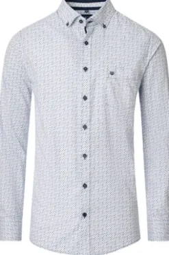 REDMOND Hemd blau gemustert Comfort Fit Langarm