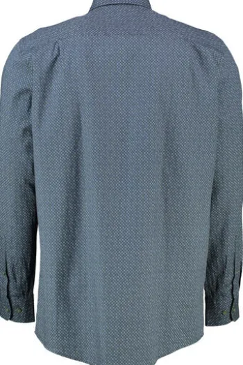REDMOND Hemd blau/grün gemustert Comfort Fit Langarm