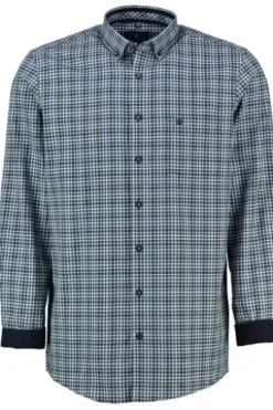 REDMOND Hemd blau kariert Comfort Fit Langarm Button-Down