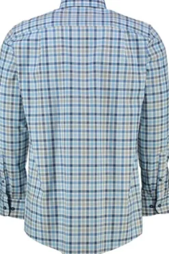 REDMOND Hemd blau kariert Regular Fit Langarm Button-Down