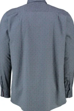 REDMOND Hemd blau/rot gemustert Comfort Fit Langarm