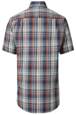 REDMOND Hemd braun kariert Comfort Fit Kurzarm