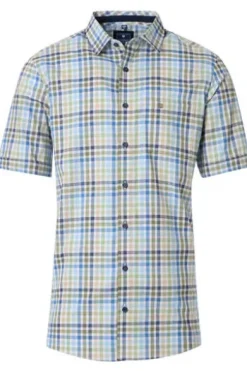 REDMOND Hemd grün kariert Regular Fit Kurzarm Button-Down