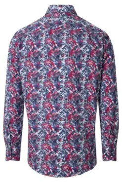 REDMOND Hemd rot geblümt Comfort Fit