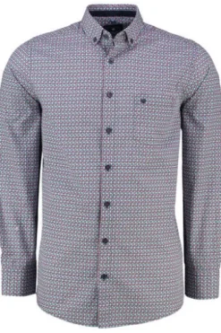 REDMOND Hemd rot gemustert Regular Fit Langarm Button-Down