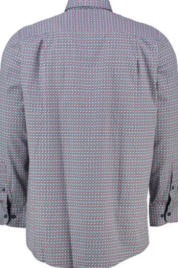 REDMOND Hemd rot gemustert Regular Fit Langarm Button-Down