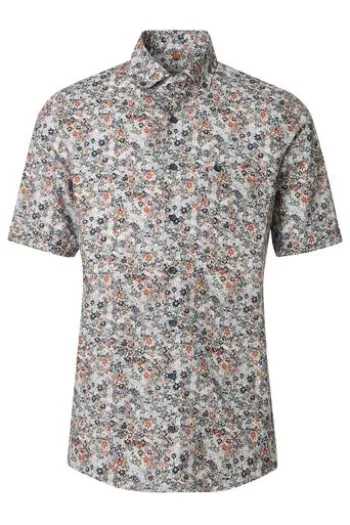 REDMOND Hemd terra gemustert Comfort Fit Kurzarm