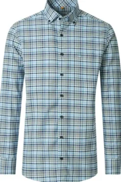 REDMOND Oxford Karo Hemd blau kariert Comfort Fit