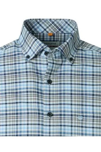 REDMOND Oxford Karo Hemd blau kariert Comfort Fit