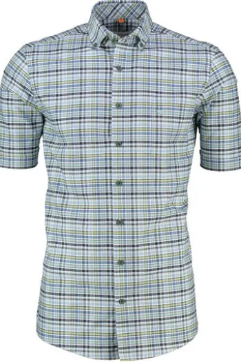 REDMOND Oxford Karo Hemd grün kariert Comfort Fit Kurzarm