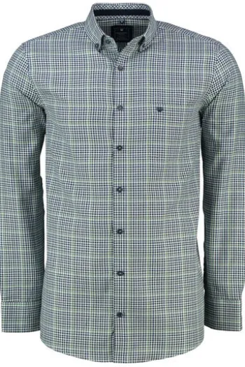 REDMOND Oxford Karo Hemd grün kariert Regular Fit Langarm Button-Down