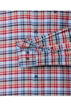 REDMOND Oxford Karo Hemd rot kariert Comfort Fit