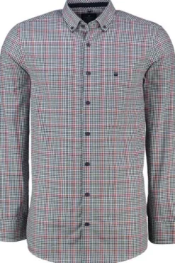REDMOND Oxford Karo Hemd rot kariert Regular Fit Langarm Button-Down
