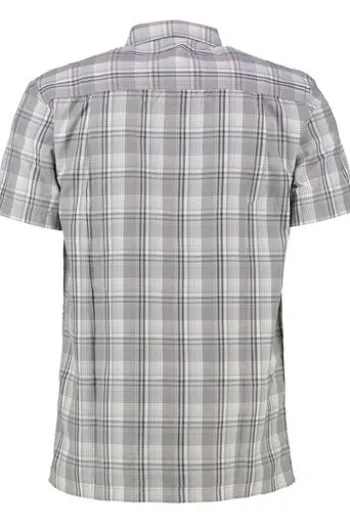 REGATTA Funktionshemd Mindano grau kariert Regular Fit Kurzarm