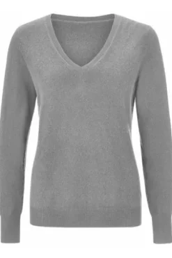S.MARLON Cashmere V-Ausschnitt Pullover hellgrau