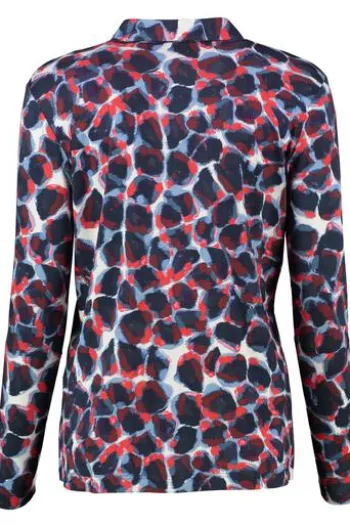 SOMMERMANN Jersey-Bluse blau im graphischen Dessin