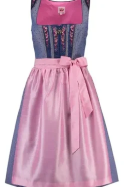 SPIETH & WENSKY Dirndl Hibiskus blau/rosa