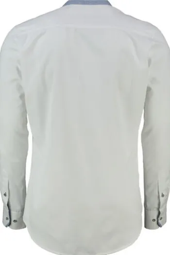 SPIETH & WENSKY Hemd Fiersbach weiss/blau Slim Fit Langarm