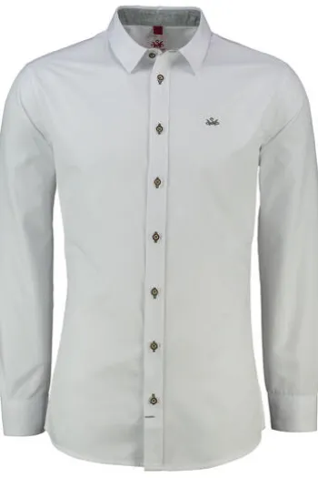 SPIETH & WENSKY Hemd Flachbach weiss/grün Slim Fit Langarm
