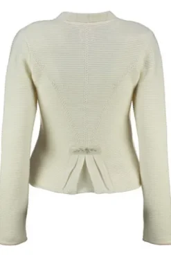 SPIETH & WENSKY Strickjacke Malta wollweiss mit edlen Samtabsetzungen