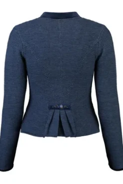 SPIETH & WENSKY Strickjacke Malta jeansblau mit edlen Samtabsetzungen