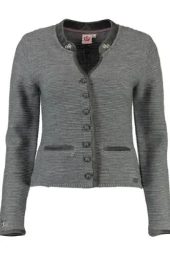SPIETH & WENSKY Strickjacke Malta grau mit edlen Samtabsetzungen