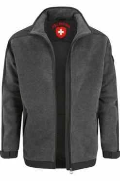 WELLENSTEYN Jet-Fleece-Jacke JJ-10 melange/schwarz windabweisend, wasserabweisend, atmungsaktiv