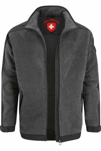 WELLENSTEYN Jet-Fleece-Jacke JJ-10 melange/schwarz windabweisend, wasserabweisend, atmungsaktiv
