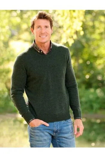 WELLINGTON OF BILMORE Lambswool V-Ausschnitt Pullover Jack forrest green
