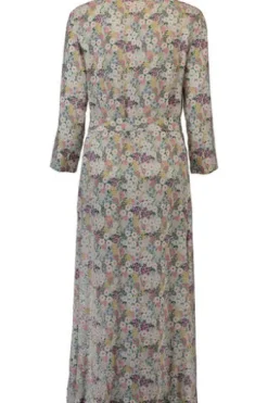 WHITE LABEL Kleid 3/4 Arm mit Blumenmuster beige