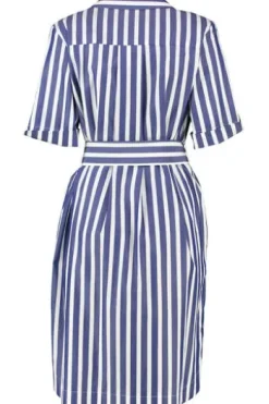 WHITE LABEL Kleid Blau-weiß gestreift Kurzarm