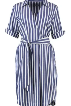 WHITE LABEL Kleid Blau-weiß gestreift Kurzarm